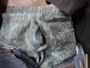 A Japanese man masturbates in front of the camera, shaking his hips. A close-up of his crotch