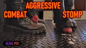 Aggressive CBT Stomping in Black Leather Combat Boots and Outfit (Slave POV Version) - Tamystarly - Cock Balls Crush Trample, Bootjob, Trampling, Shoejob