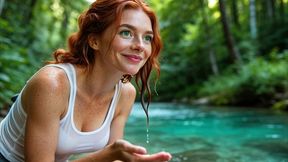 beautiful redhead is fucked in the forest by a stranger- porn in spanish- ai porn