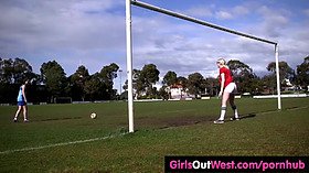 Pigtailed lesbian soccer player gets her hairy cunt licked