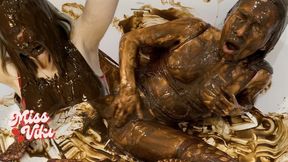Soo Chocolate Sauce! Covered in It! Hot Masturbation!