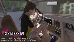 Kara Cranking the Mercury Marquis in Platform Flip Flops 1080p