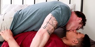 Horny guy rides a nice dick after a blowjob on a bed