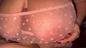 My girlfriend's boobs are royal! She gives me a handjob and massages my cock with her huge milkers until i cum