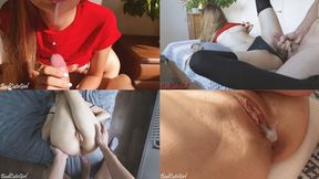 Moisture-soaked teen sweetheart gets blasted in a downpour of seminal indulgence