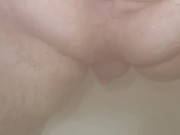 Playing with rose bud anal prolapse in shower