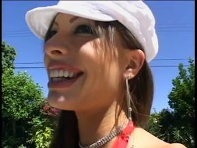 Two studs give Vanessa threesome pounding in her pussy and mouth