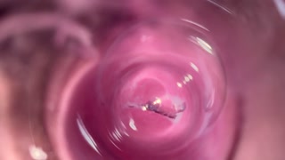 Camera deep inside Mia's teen creamy pussy