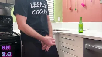 Twink Jerks His Huge Cock in Open Bathroom