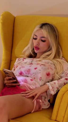 Iconic moment from &quot;Masturbating on hot blonde while she spreads her legs bored and ignored&quot;