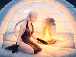 AI - Albino Beauty in Snowy Igloo