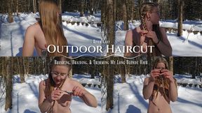 Outdoor Haircut Long Blonde Hair Brushing Braiding And Trimming