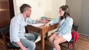 Amateur GF gets a huge A from her teacher in exchange for wild anal sex