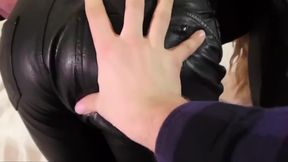 Leather Gloves, Jacket And Tight Leather Pants.. Fancy A Fuck?