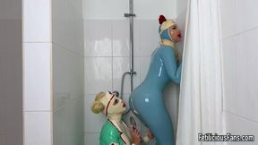 Latex nurses getting undressed