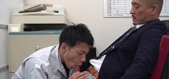 Boss Hiroya bends Kouki over and breeds him raw