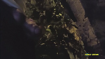 Peeing and Jerking my big uncut latino cock outdoors in public until I shoot a nice thick cum load and taste it