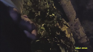 Peeing and Jerking my big uncut latino cock outdoors in public until I shoot a nice thick cum load and taste it