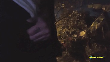 Peeing and Jerking my big uncut latino cock outdoors in public until I shoot a nice thick cum load and taste it