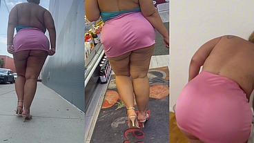 Thick Latina Thick Legs Natural Big Booty Fat Ass Mini Skirt High Heels Stilettos Erotic Angie Love BBW Boricua Mami Curly Hair Leg Tease