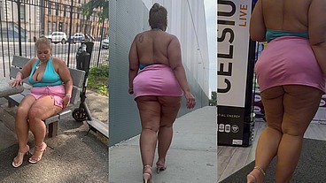 Thick Latina Thick Legs Natural Big Booty Fat Ass Mini Skirt High Heels Stilettos Erotic Angie Love BBW Boricua Mami Curly Hair Leg Tease