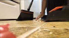 Tiny Tim Swept up with Giant Broom and Thrown in Trash POV 1080