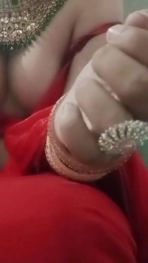 Indian Gay Bottom Crossdresser Gaurisissy Pressing and Playing with Her Big Boobs