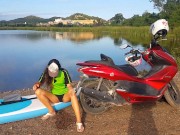 PEE on SUP Board at Mountain Lake