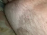 Having fun with a clear dildo