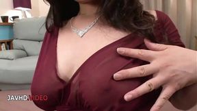 Crazy JAV MILF deep-throats two guys' loads