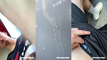 Twink coming home from school masturbates big cock on the bus and make huge cum on the seat