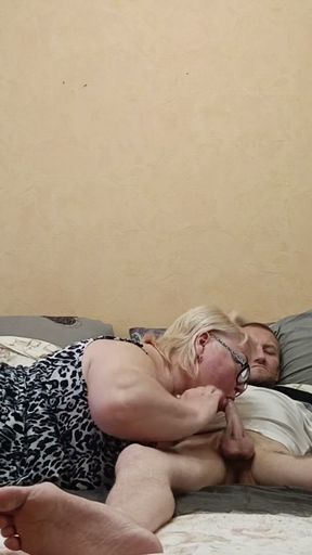 deep blowjob from stepmom and cum   Clip 1