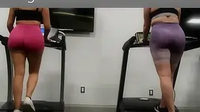 PAWGs Running in Booty Shorts on Treadmill - BigButtBounceTwerk