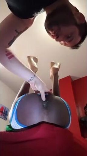 Tatted White Guy Barebacks a Little Black Guy 2