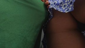 Desperate amateur gives wild public handjob