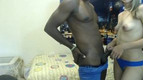 Fit Couple Strip and Blowjob