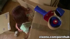 Latina Katia Finds Cock in a Box