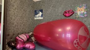 poping foil balloons and riding on ride roll