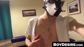 Pale twink Bryant Vixen's massive cock stroking and cum-soaked body
