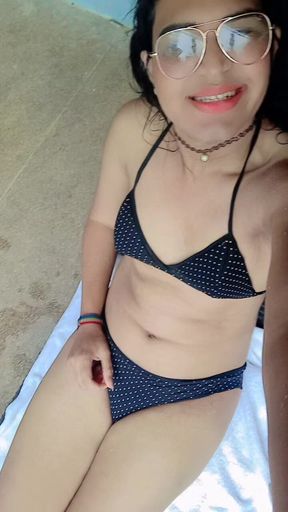 In rich swimsuit