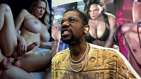 beautiful big breast transgender milf cums thicc hard nut all over her leg while she gets anal fucked from behind, ai generated