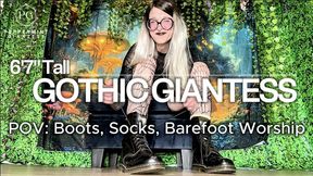 🕷️POV: Pathetic Tiny Worships Your Gothic 6’7 Giantess Mommy’s Boots, Socks & Fishnet Feet🦶🏻
