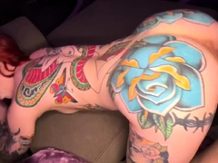 Tattooed redhead milf freak pumped full of cock in POV