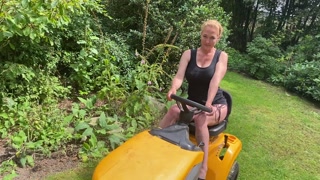 You must see this! Mowing the lawn while sucking dick with SluttyShanna