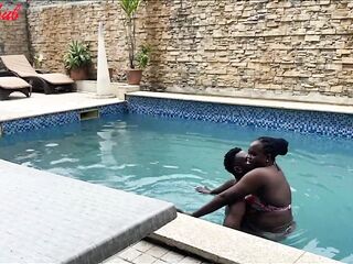 Christmas and Fresh Year Vacation on a swimming pool sex