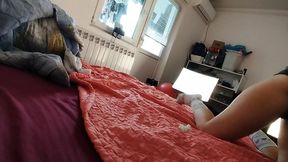 Naughty sexy milf tries on naked clothes. Latin hairy pussy tries on clothes in bed.