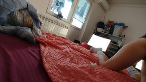 Naughty sexy milf tries on naked clothes. Latin hairy pussy tries on clothes in bed.