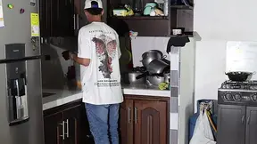 Surprise pound for my friend in the kitchen load on my giant melons