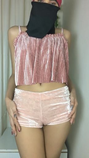 Pink velvet crop top