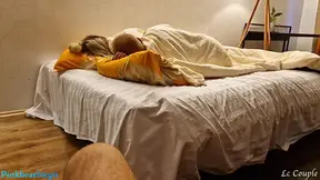 Cuckold husband sharing wife with stranger and having threesome